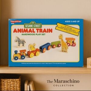 1995 Tootsietoy Sesame Street Wooden Animal Train Set | NIB